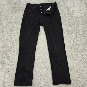 Levi's 501 Mens Black Button Fly Straight‎ Leg Jeans Size 30x30 (fits 29x29)
